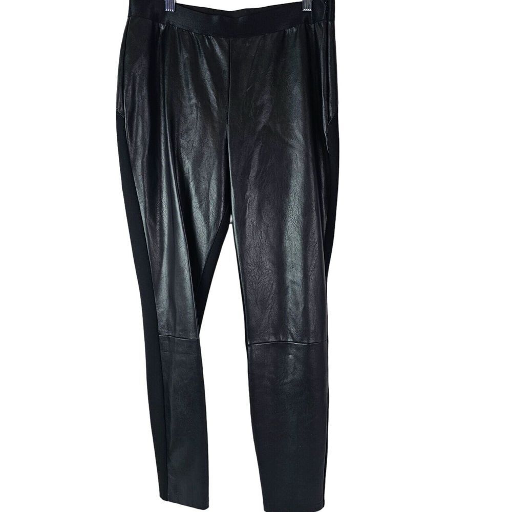 Tyler Boe Womens Faux Leather Pull On Spandex Pants Size 14 Side Zip